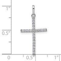 14k White Gold Polished CZ Cross Pendant-XR2169