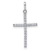 14k White Gold Polished CZ Cross Pendant-XR2169