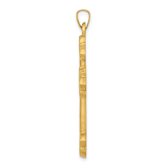 14k Hollow Cross Pendant-XR217
