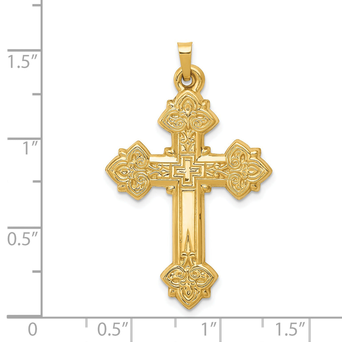 14k Hollow Cross Pendant-XR217