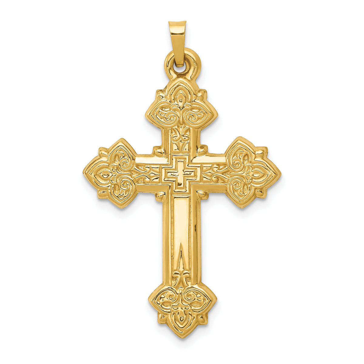 14k Hollow Cross Pendant-XR217