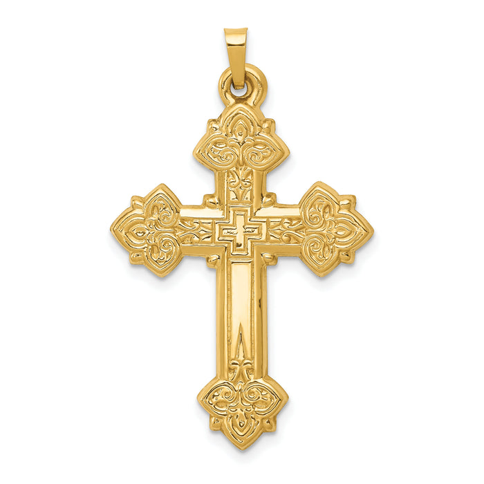 14k Hollow Cross Pendant-XR217