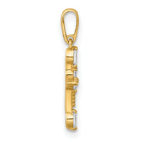 14k Polished and Beaded Fancy CZ Cross Pendant-XR2171