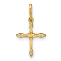 14k Polished and Beaded Fancy CZ Cross Pendant-XR2171