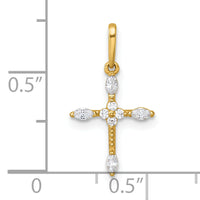 14k Polished and Beaded Fancy CZ Cross Pendant-XR2171