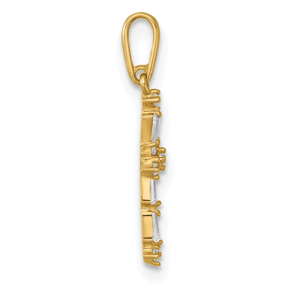 14k Polished Fancy CZ Cross Pendant-XR2172