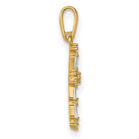 14k Polished Fancy CZ Cross Pendant-XR2172