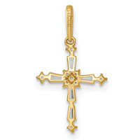 14k Polished Fancy CZ Cross Pendant-XR2172