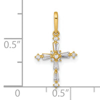14k Polished Fancy CZ Cross Pendant-XR2172
