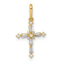 14k Polished Fancy CZ Cross Pendant-XR2172