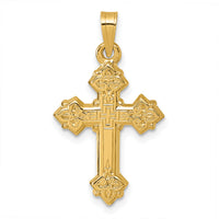 14k Polished Fleur de Lis Cross Pendant-XR2173