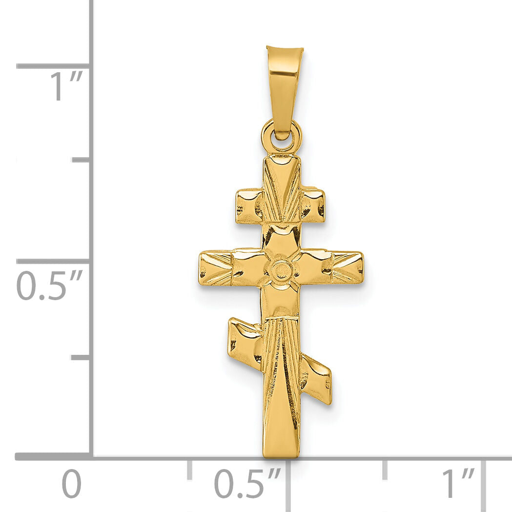 14k Polished Eastern Orthodox Cross Pendant-XR2174