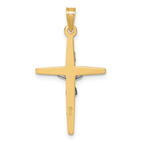 14k with White Rhodium Polished INRI Crucifix Cross Pendant-XR2178