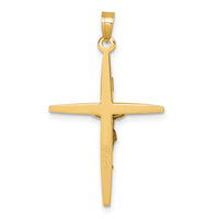 14k with White Rhodium Polished INRI Crucifix Cross Pendant-XR2179