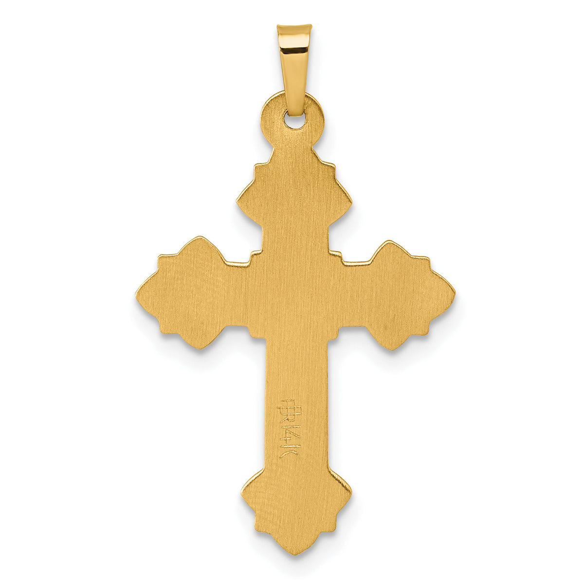 14k with White Rhodium Polished INRI Crucifix Cross Pendant-XR2183