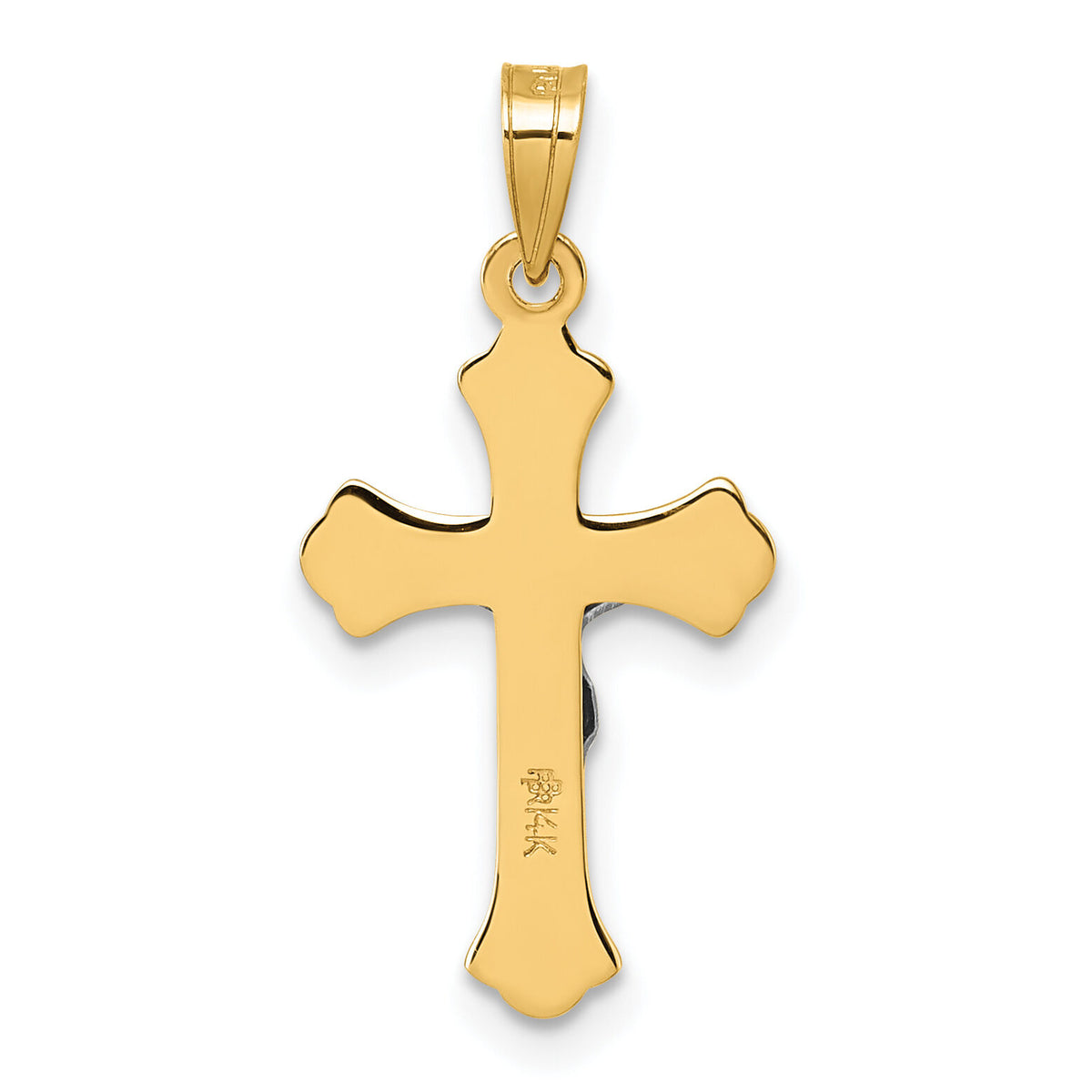 14k with White Rhodium Polished INRI Crucifix Cross Pendant-XR2184