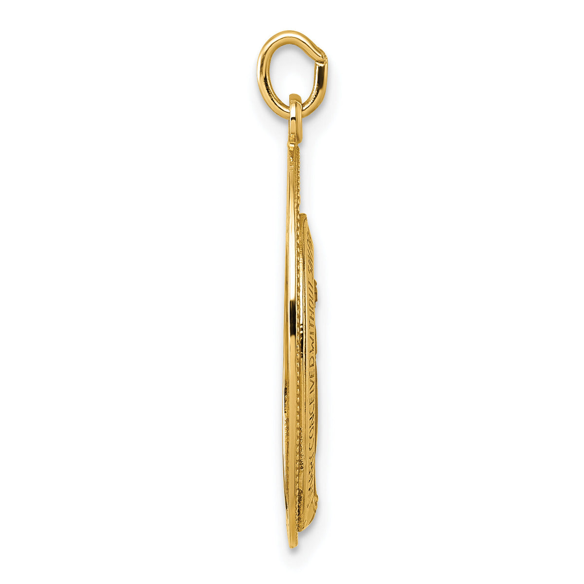 14k Polished and Satin Miraculous Medal in Frame Oval Pendant-XR2186