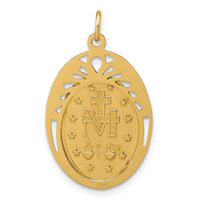 14k Polished and Satin Miraculous Medal in Frame Oval Pendant-XR2186