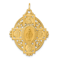 14k Polished and Satin Miraculous 4-way Medal Oval Pendant-XR2187
