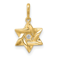 14k Polished Black & White Enameled and CZ Star of David Pendant-XR2191