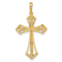 14k Polished Fancy CZ Cross Pendant-XR2193
