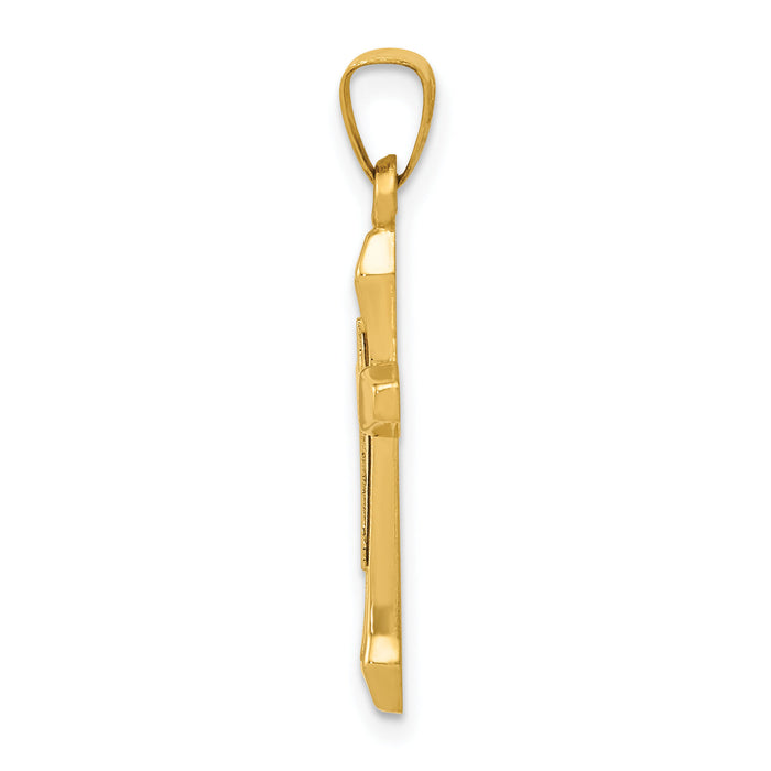 14ky w/ Rhodium Hollow Cross Pendant-XR226