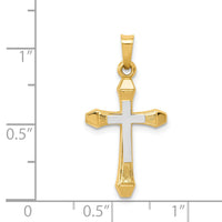 14ky w/ Rhodium Hollow Cross Pendant-XR226