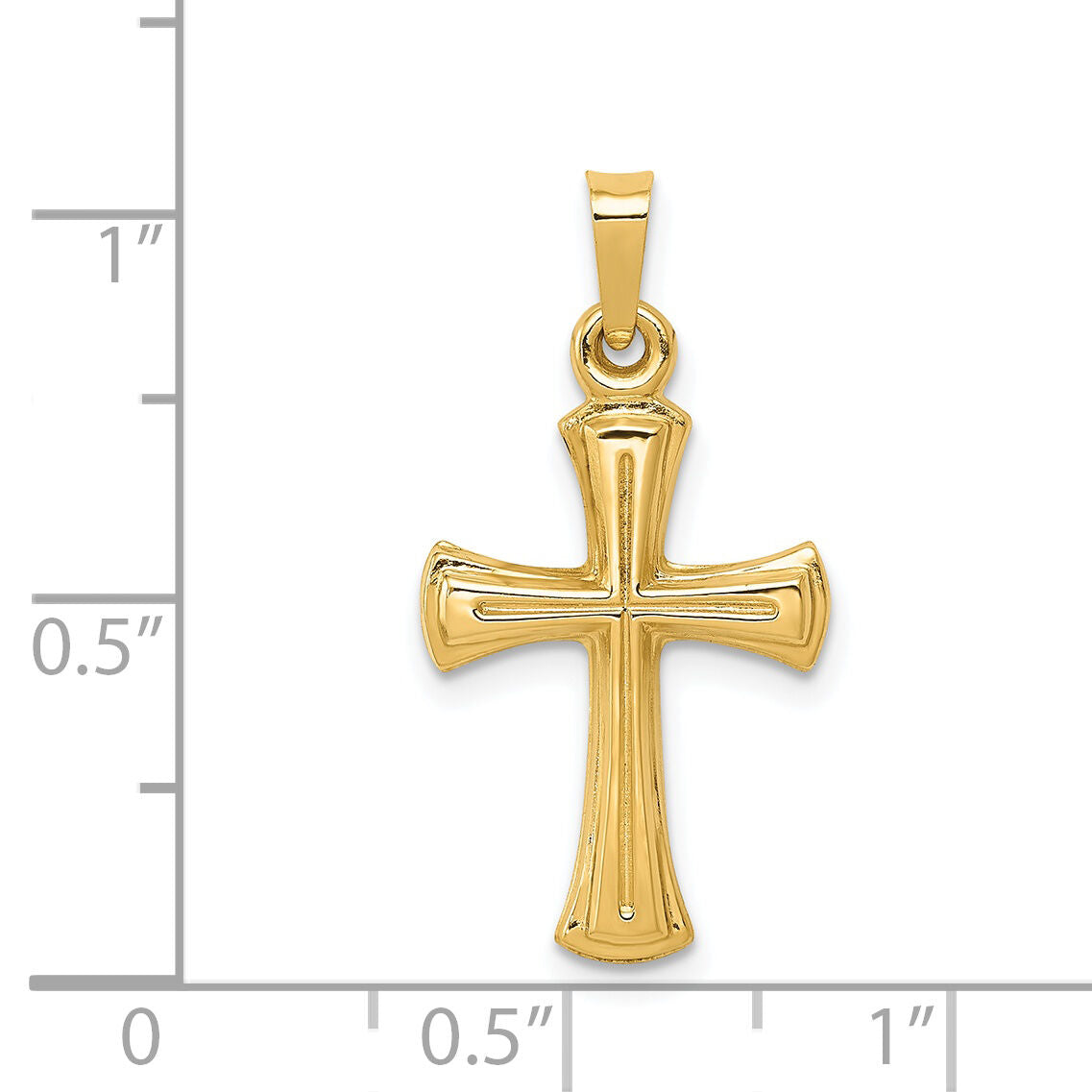 14k Hollow Cross Pendant-XR231