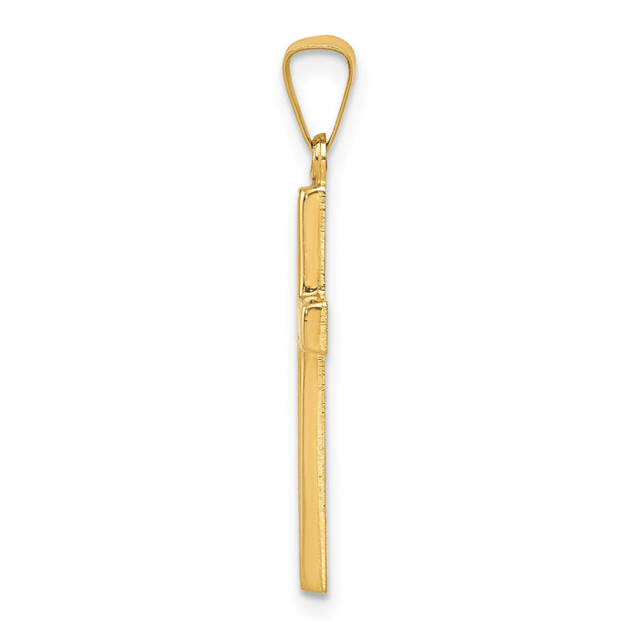 14k Diamond-cut Hollow Cross Pendant-XR235