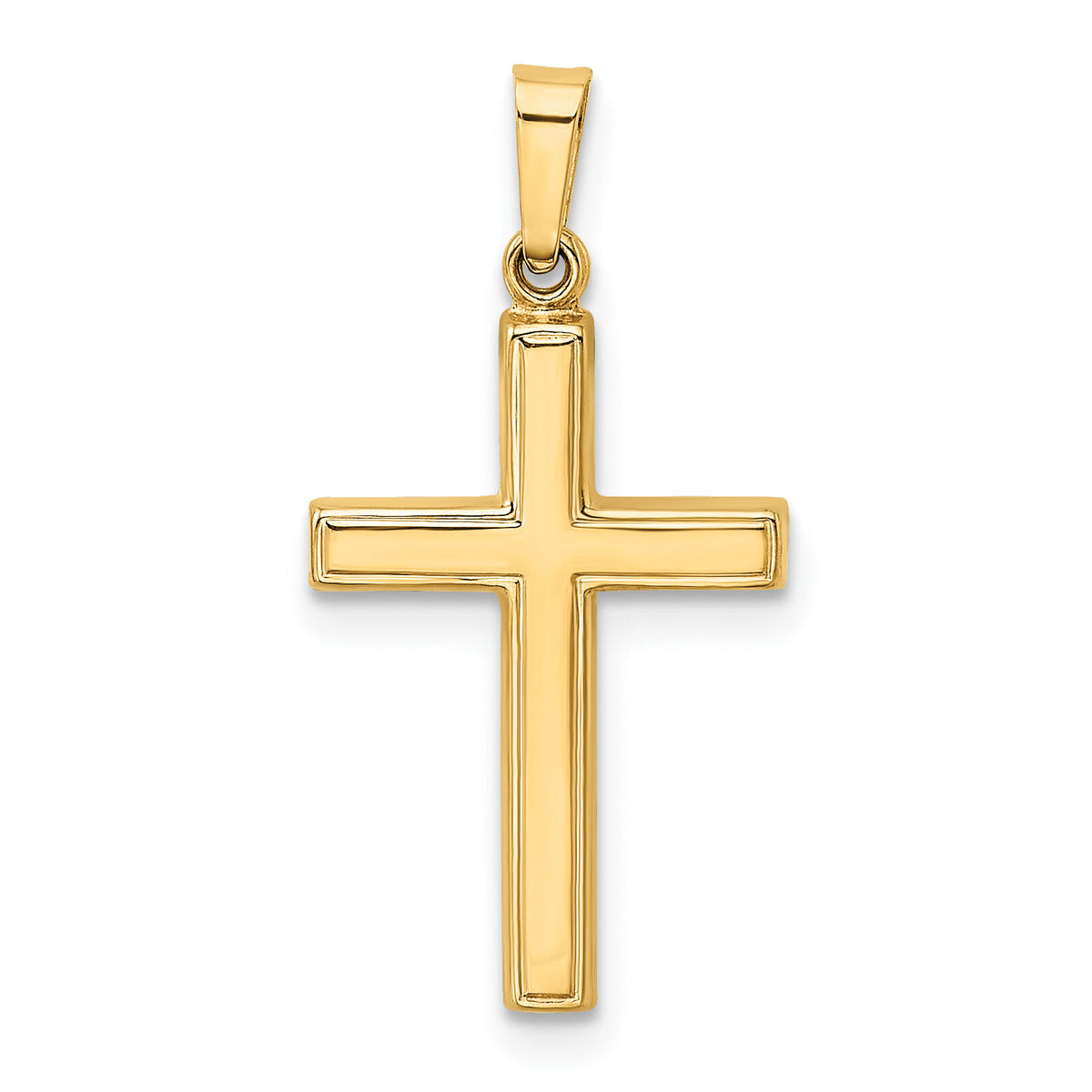 14k Diamond-cut Hollow Cross Pendant-XR235