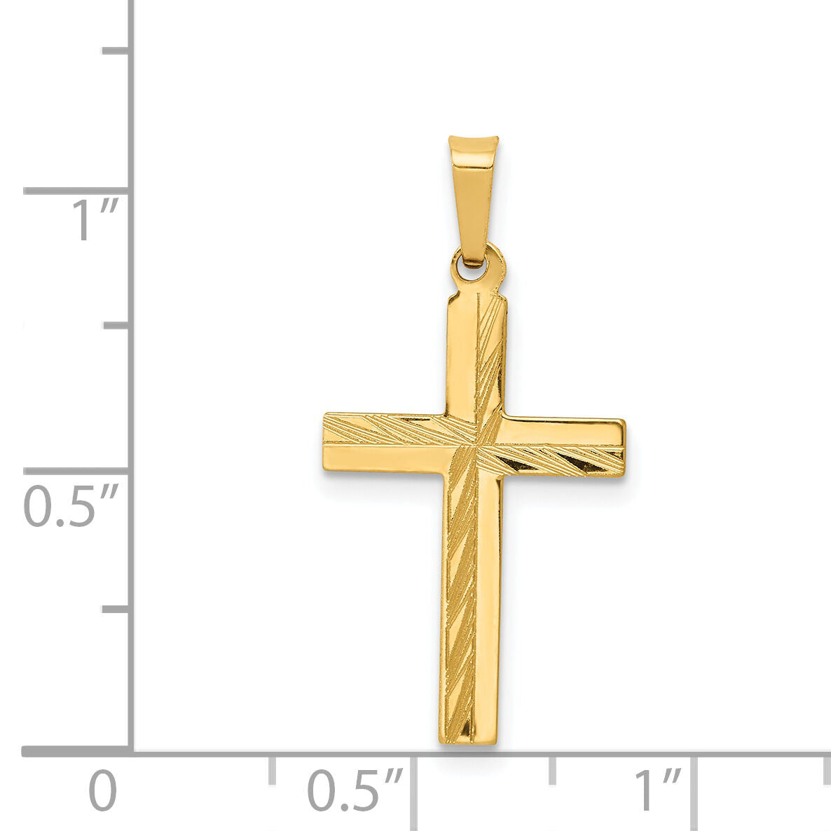 14k Diamond-cut Hollow Cross Pendant-XR235