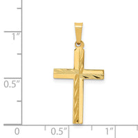 14k Diamond-cut Hollow Cross Pendant-XR235