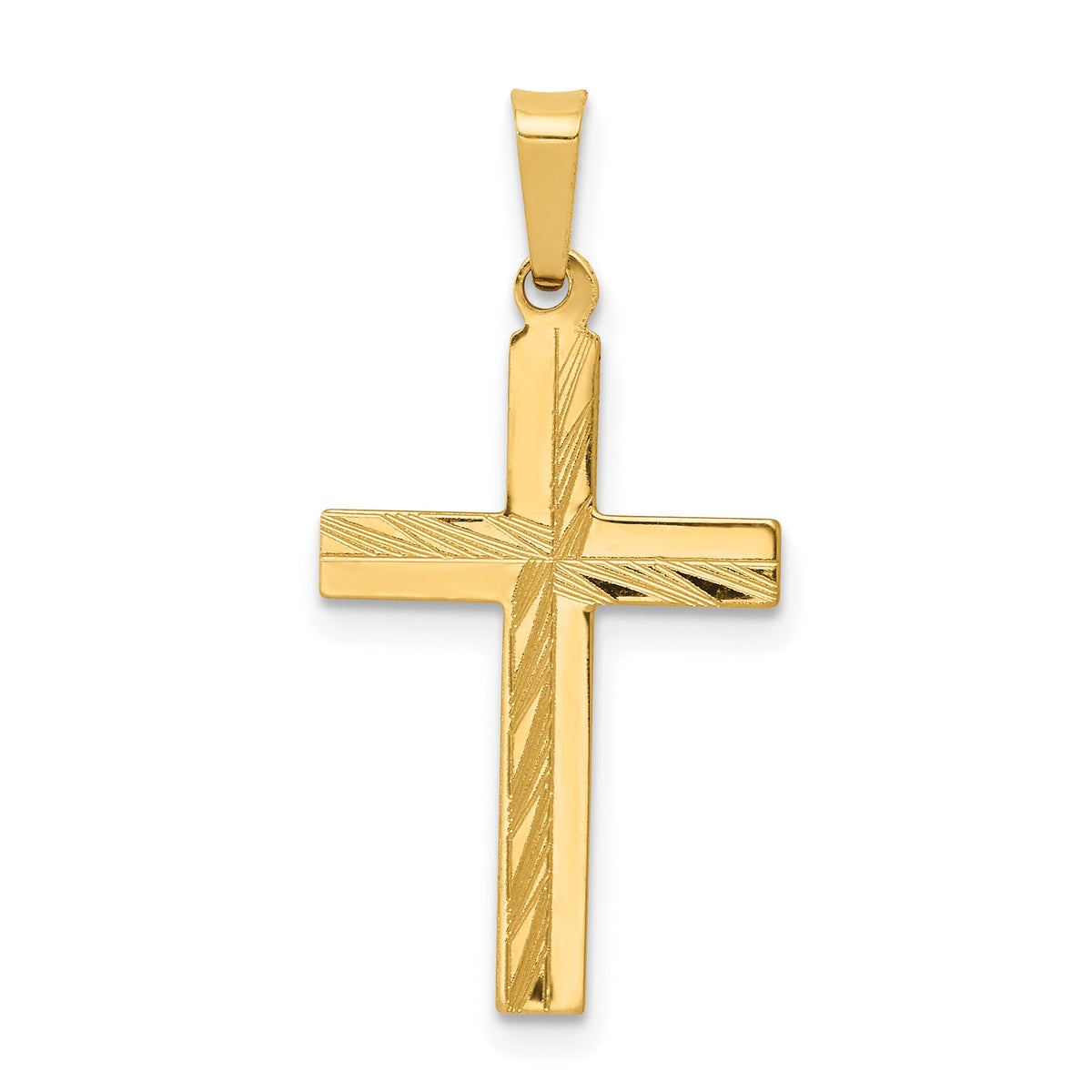 14k Diamond-cut Hollow Cross Pendant-XR235