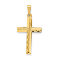 14k Diamond-cut Hollow Cross Pendant-XR235