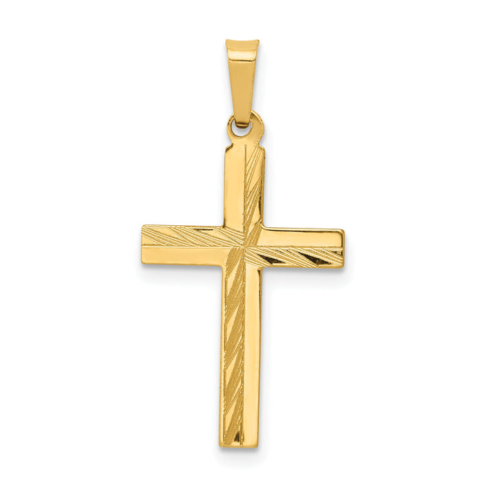 14k Diamond-cut Hollow Cross Pendant-XR235