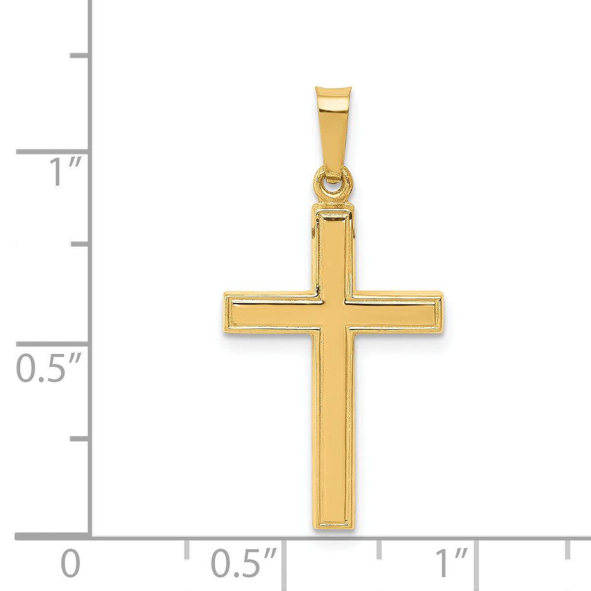 14k Hollow Cross Pendant-XR238