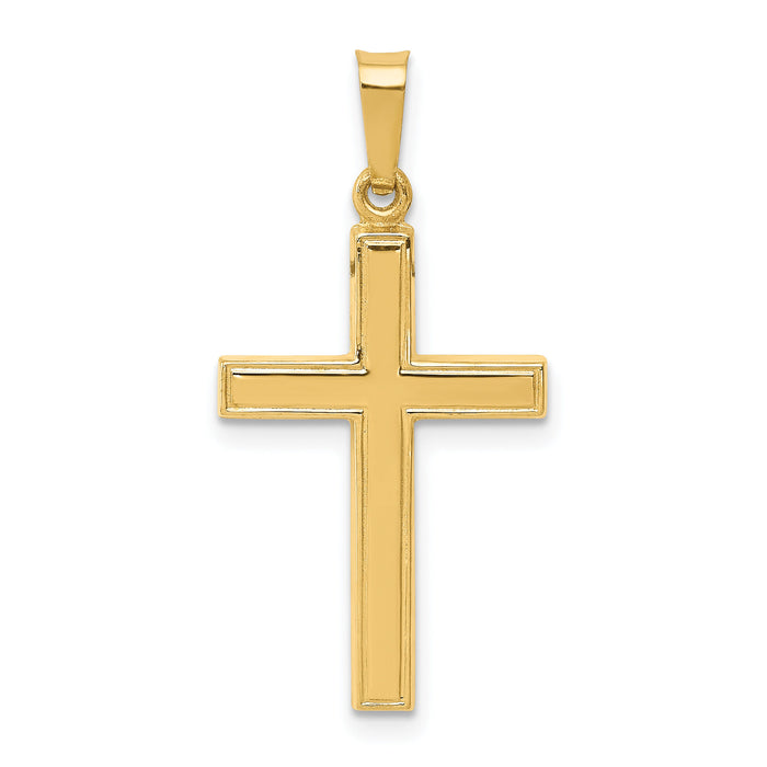 14k Hollow Cross Pendant-XR238