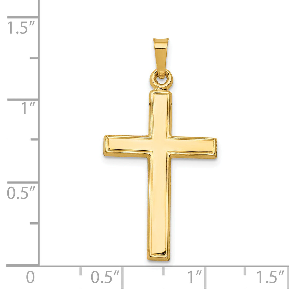 14k Hollow Cross Pendant-XR239