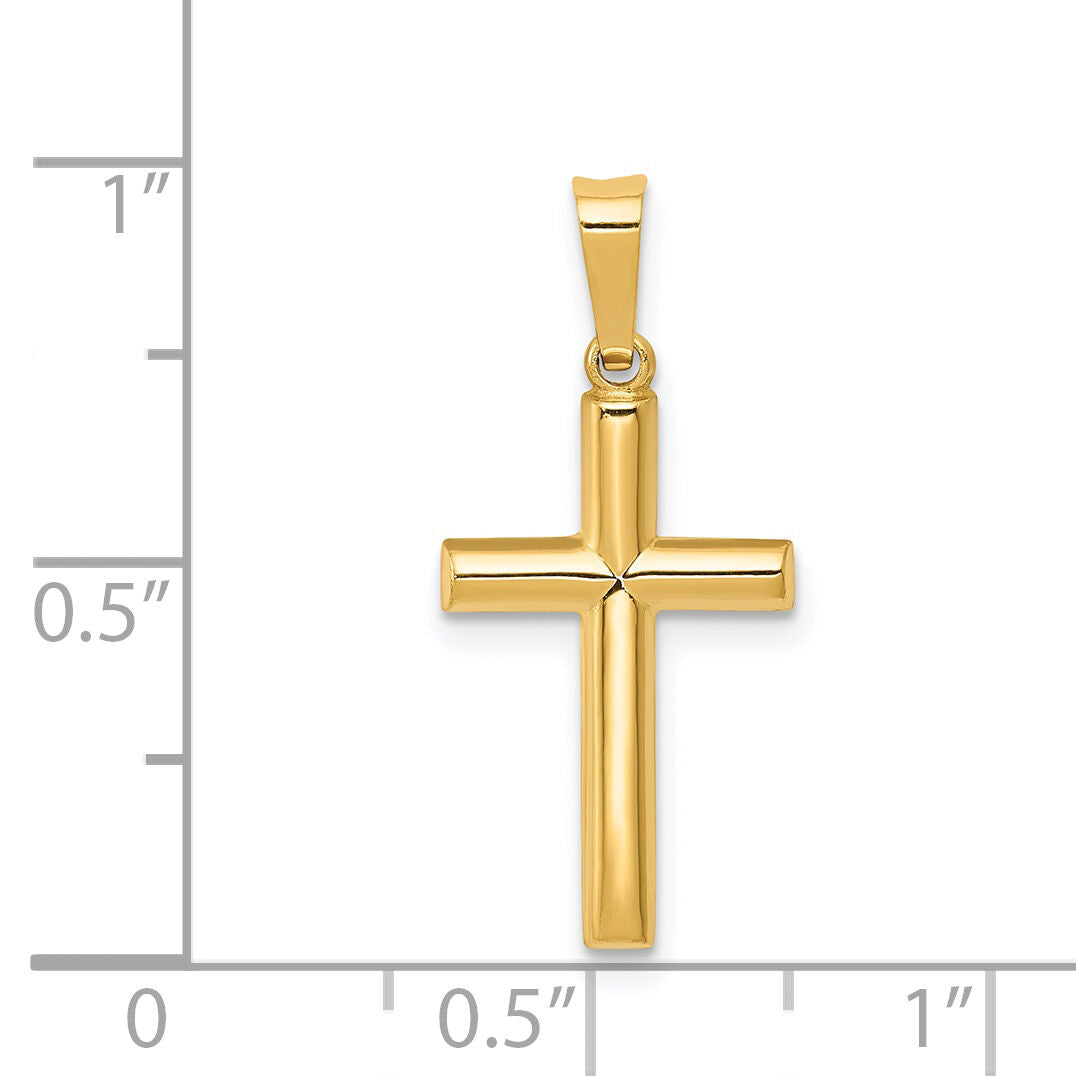 14k Hollow Cross Pendant-XR244
