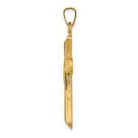 14K Two-Tone Hollow Cross w/Drape Pendant-XR266