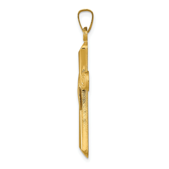 14K Two-Tone Hollow Cross w/Drape Pendant-XR266