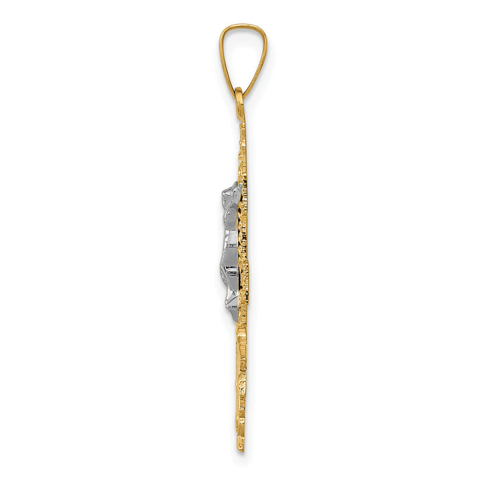 14k Two-tone Cara Vaca Crucifix Pendant-XR281