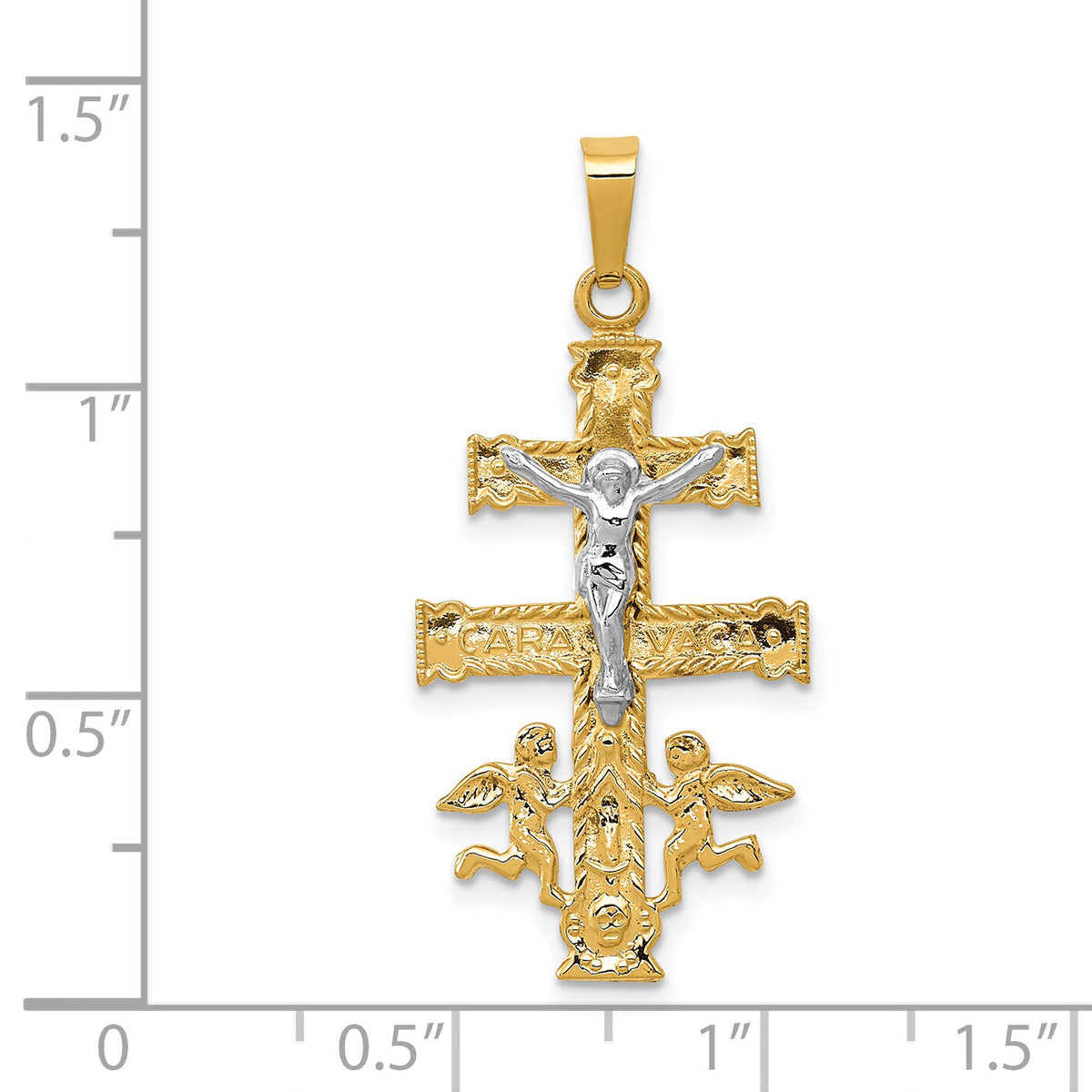 14k Two-tone Cara Vaca Crucifix Pendant-XR281