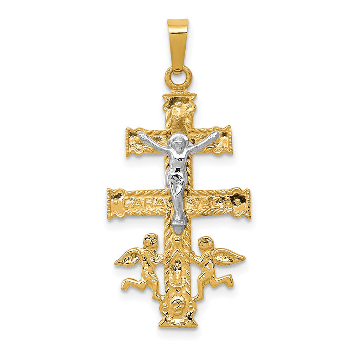 14k Two-tone Cara Vaca Crucifix Pendant-XR281
