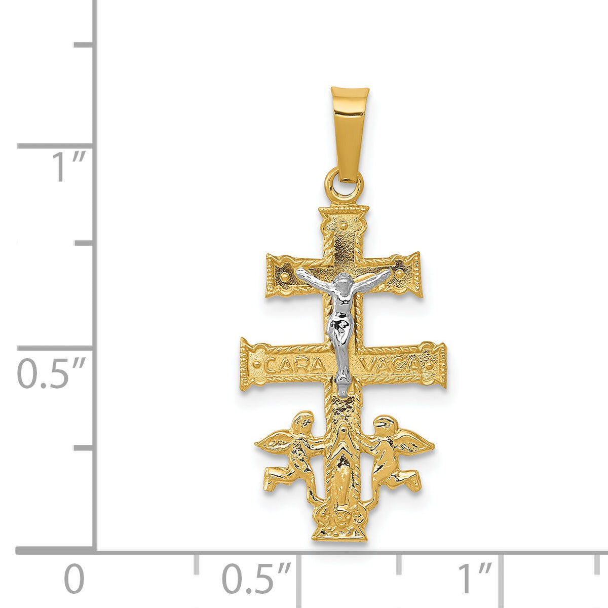 14k Two-tone Cara Vaca Crucifix Pendant-XR284