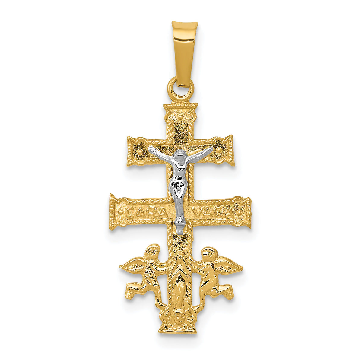 14k Two-tone Cara Vaca Crucifix Pendant-XR284