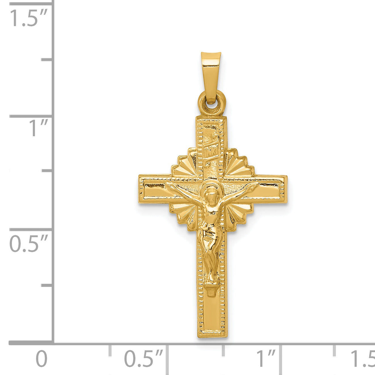 14k INRI Hollow Crucifix Pendant-XR287