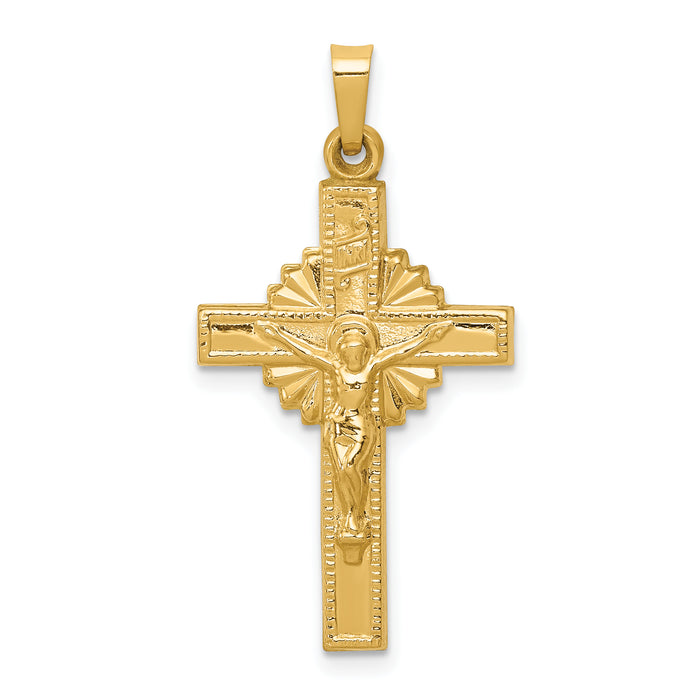 14k INRI Hollow Crucifix Pendant-XR287