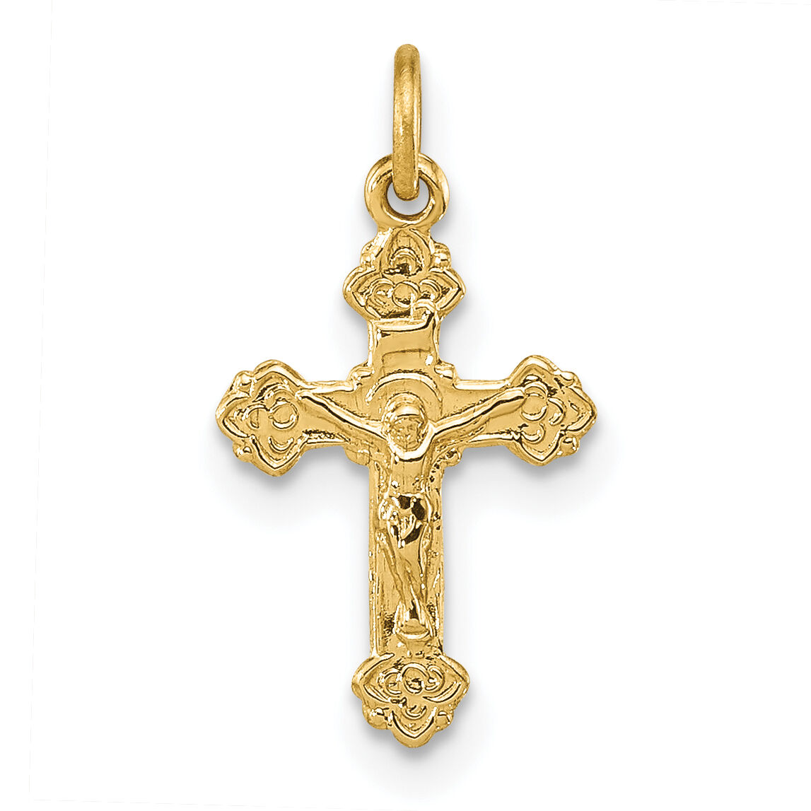 14k INRI Hollow Crucifix Pendant-XR288