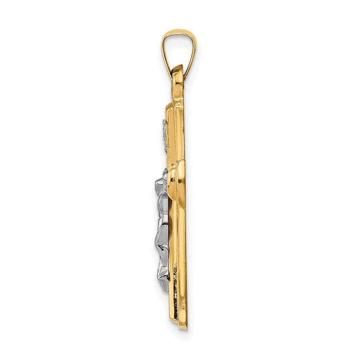 14k Two-tone INRI Hollow Crucifix Pendant-XR290